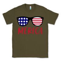 Army Green Merica Usa Flag Sunglasses 4th Of July Classic Tee - artisFamous
