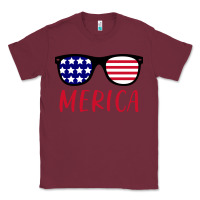Burgundy Merica Usa Flag Sunglasses 4th Of July Classic Tee - artisFamous