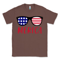 Chestnut Merica Usa Flag Sunglasses 4th Of July Classic Tee - artisFamous