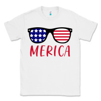 White Merica Usa Flag Sunglasses 4th Of July Classic Tee - artisFamous