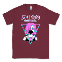 Burgundy antisocial wave anime Classic Tee - artisFamous