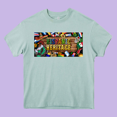 Hispanic Heritage License Plate Heavy Core Tee Designed By Bundleandbundleshop