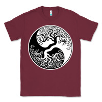 Burgundy tree of life yin yang Classic Tee - artisFamous
