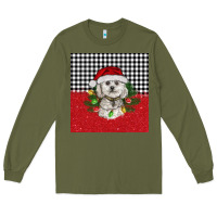 Army Green Christmas Bichon frise dog Long Sleeve Tee - BarkalooDesign