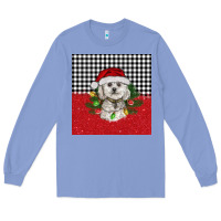 Colony Blue Christmas Bichon frise dog Long Sleeve Tee - BarkalooDesign
