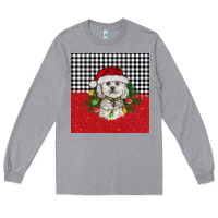 Heather Grey Christmas Bichon frise dog Long Sleeve Tee - BarkalooDesign