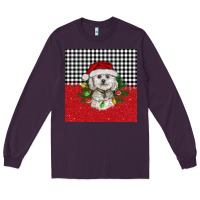 Plum Christmas Bichon frise dog Long Sleeve Tee - BarkalooDesign