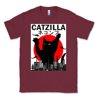 Burgundy vintage catzilla japanese sunset style Classic Tee - artisFamous