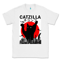 White vintage catzilla japanese sunset style Classic Tee - artisFamous