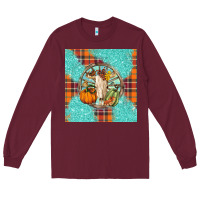 Burgundy fall bull skull Long Sleeve Tee - BarkalooDesign