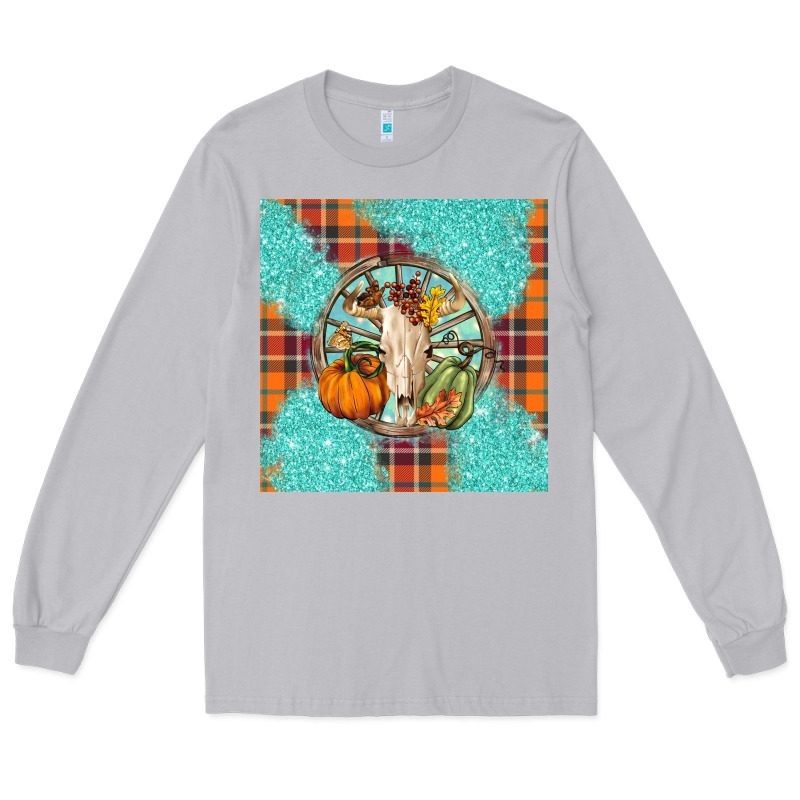 Fall Bull Skull Long Sleeve Tee by BarkalooDesign | Teevron