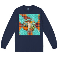 Navy fall bull skull Long Sleeve Tee - BarkalooDesign