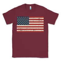 Burgundy american flag Classic Tee - artisFamous