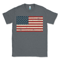 Charcoal Heather american flag Classic Tee - artisFamous