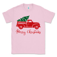 Bubblegum Pink vintage red truck with christmas Classic Tee - artisFamous