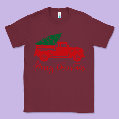 Vintage Red Truck With Christmas Classic Tee Designed By Artisfamous