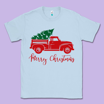 Vintage Red Truck With Christmas Classic Tee Designed By Artisfamous