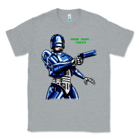Heather Grey 8bit robocop Classic Tee - artisFamous