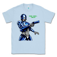 Dusty Blue 8bit robocop Classic Tee - artisFamous