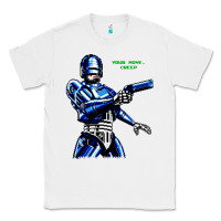 White 8bit robocop Classic Tee - artisFamous