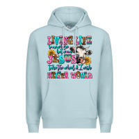 Blue Mist living life somewhere between jesus take the wheel Premium Hoodie - AdoDesignShop