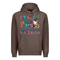Coffee living life somewhere between jesus take the wheel Premium Hoodie - AdoDesignShop