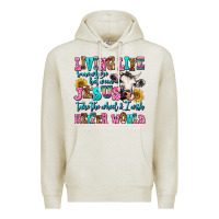 Oatmeal Heather living life somewhere between jesus take the wheel Premium Hoodie - AdoDesignShop