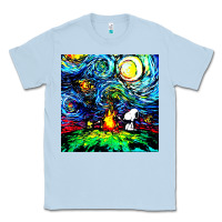 Dusty Blue starry night print van gogh parody Classic Tee - artisFamous