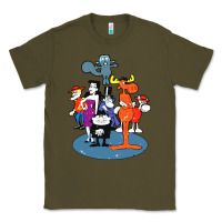 Army Green rocky & bullwinkle and friends Classic Tee - artisFamous