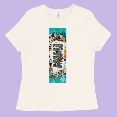 Mimi Sunflower Cowhide Leopard  Pen Wrap Ladies Tee Designed By Artiststas