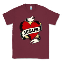 Burgundy jesus love Classic Tee - artisFamous