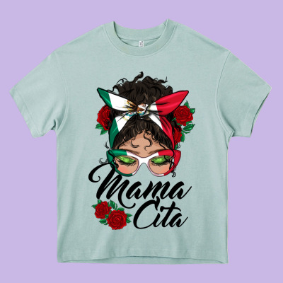Mexican Mamacita Messy Bun Heavy Core Tee Designed By Bundleandbundleshop