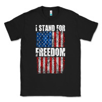 Black I STAND FOR FREEDOM WITH A DISTRESSED AMERICAN FLAG Classic Tee - artisFamous