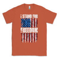 Copper I STAND FOR FREEDOM WITH A DISTRESSED AMERICAN FLAG Classic Tee - artisFamous