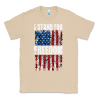 Mushroom I STAND FOR FREEDOM WITH A DISTRESSED AMERICAN FLAG Classic Tee - artisFamous