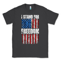 Smoke I STAND FOR FREEDOM WITH A DISTRESSED AMERICAN FLAG Classic Tee - artisFamous