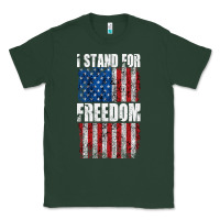 Sports Green I STAND FOR FREEDOM WITH A DISTRESSED AMERICAN FLAG Classic Tee - artisFamous