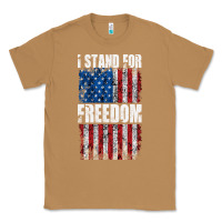 Toasted Coconut I STAND FOR FREEDOM WITH A DISTRESSED AMERICAN FLAG Classic Tee - artisFamous