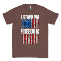 Chestnut I STAND FOR FREEDOM WITH A DISTRESSED AMERICAN FLAG Classic Tee - artisFamous