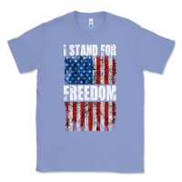 Colony Blue I STAND FOR FREEDOM WITH A DISTRESSED AMERICAN FLAG Classic Tee - artisFamous