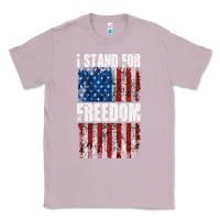 Lilac I STAND FOR FREEDOM WITH A DISTRESSED AMERICAN FLAG Classic Tee - artisFamous