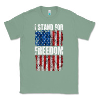 Sage I STAND FOR FREEDOM WITH A DISTRESSED AMERICAN FLAG Classic Tee - artisFamous