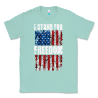 Seafoam I STAND FOR FREEDOM WITH A DISTRESSED AMERICAN FLAG Classic Tee - artisFamous