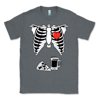 Charcoal Heather dad skeleton halloween beer pizza Classic Tee - artisFamous