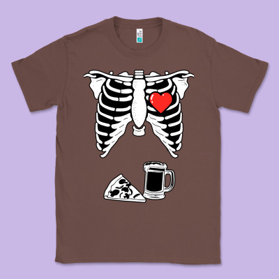 Dad Skeleton Halloween Beer Pizza Classic Tee Designed By Artisfamous