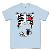 Dusty Blue dad skeleton halloween beer pizza Classic Tee - artisFamous