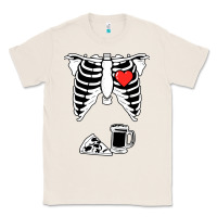 Natural dad skeleton halloween beer pizza Classic Tee - artisFamous
