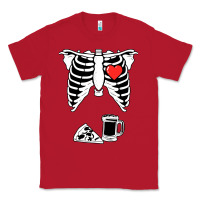 Red dad skeleton halloween beer pizza Classic Tee - artisFamous