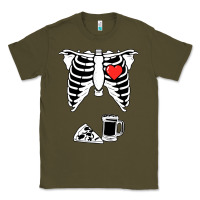 Army Green dad skeleton halloween beer pizza Classic Tee - artisFamous