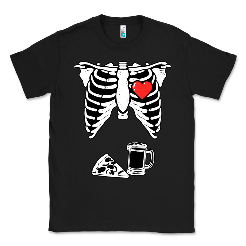 Dad Skeleton Halloween Beer Pizza Classic Tee by artisFamous | Teevron